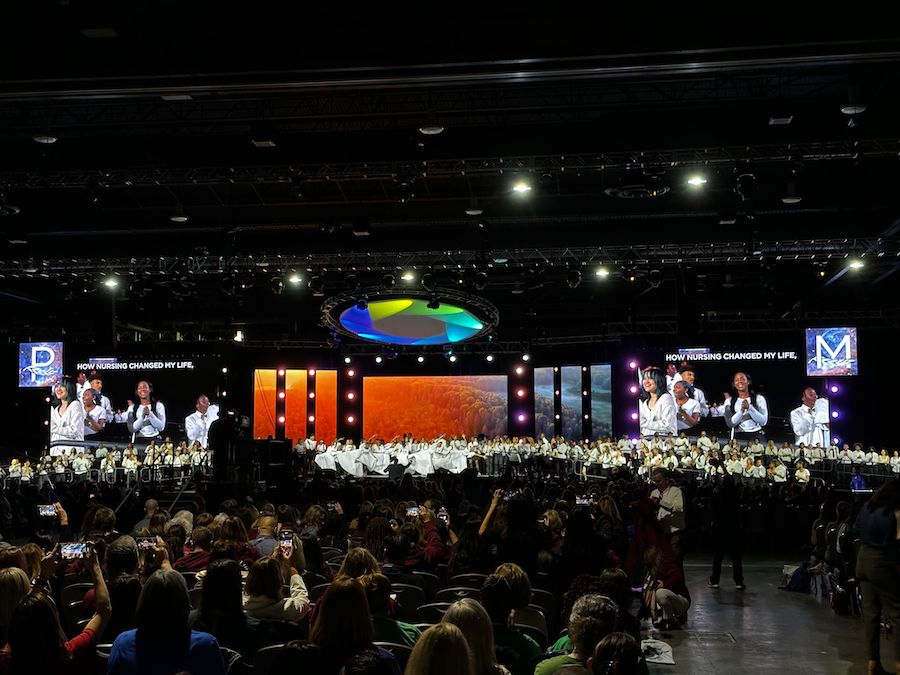 LED wall displays showcasing a nursing team presentation in stunning 4K