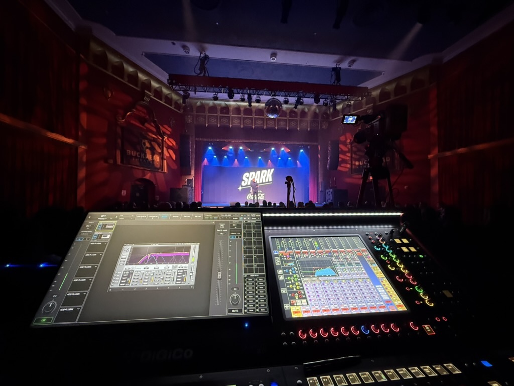 AV Equipment at an event with stage in front